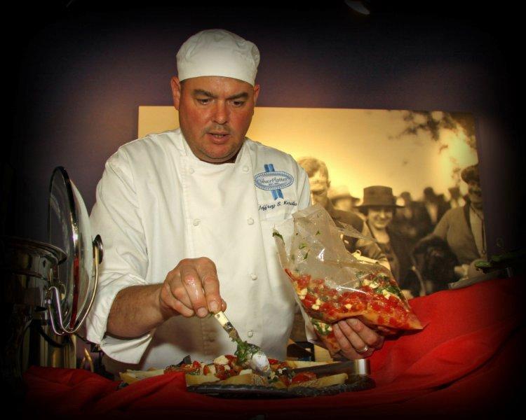 Jeffrey Kerutis preparing food at the Garage Party event